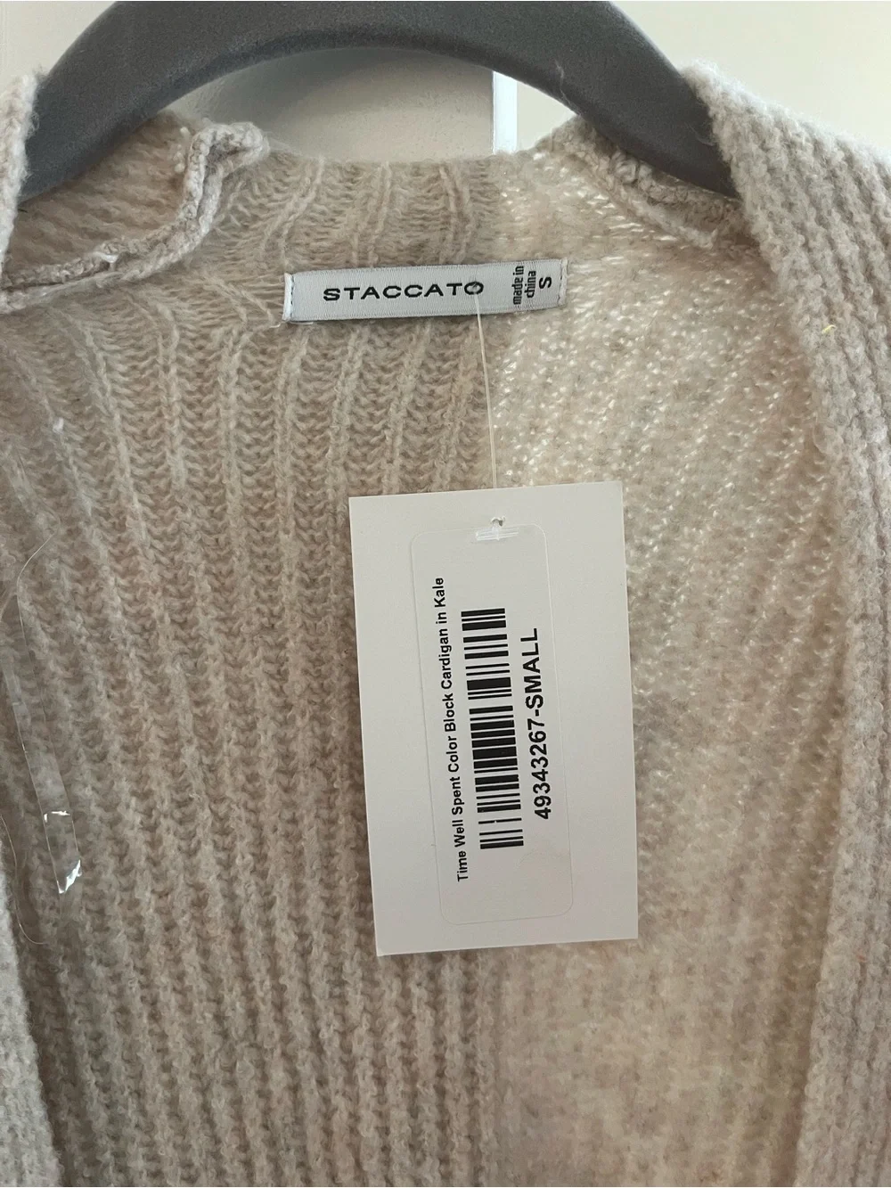 Staccato Green & Cream Colorblock Open Cardigan